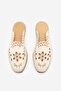 Women's Linen Embroidered Patterned Closed-Front Jute Espadrille Slippers Talune Ecru Linen - 5