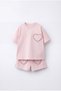 Girl's Cotton Lilac Heart Pocket T-Shirt Shorts Set