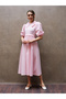 Powder Pink Polka Dot Lace Collar Flared Dress - 7