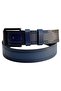 Navy Blue Genuine Leather Solid Color Stitched Model 4.5 Cm. Wide Sports Belt // 505-28 - 2