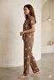 Summer Lycra Bear Patterned Women's Shirt Collar Buttoned Pajama Set. - 5