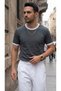 Men's Gray Colored T-Shirt with Crew Neck and Sleeve Trim Regular T-Shirt - 5