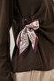 Women's Scarf Detailed Long Sleeve Blouse 40000 - Brown - 4