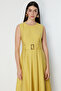 Belted Pleated Detailed Maxi Dress - 4