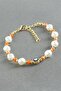 Nazar Rectangular Crystal Pearl Bracelet - Green