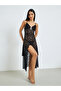 Floral Lace Ruffled Edge Slip with High Slit and Brief - 2