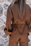 Brown Parachute Fabric Top Zipper Suit - 5