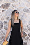 Black Square Neck Tie Back Midi Dress - 3