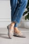 Rivena Women's Silver Tulle with Embroidery Detail, Square Toe, Top Strap, Flat Sole Mary Jane Ballerinas - 2