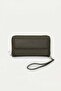 Men's Zippered Portfolio Long Wallet Khaki Green