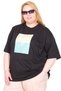 Mode XL Real Big Size Women's T-Shirt Bıs Yaka Sea Ing U26202 Black - 2