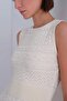 Join Us Crew Neck Ruffle Hem Ecru Mini Dress S013 - 5