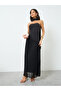 Black Pleated Bandeau Maxi Evening Dress - 2