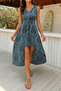 Women's V-Neck Ethnic Patterned Single Jersey Jumpsuit Dress