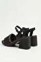 Women's Black Gold Chain Detailed Platform Thick Heeled Stylish Sandals - 4