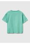 Girl's Mint Glitter Graphic Printed Round Neck Oversize T-Shirt - 2