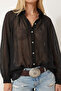 Balloon Sleeve Transparent Oversize Shirt Lyy0141 Black - 4