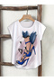 White Graphic Print Round Neck Short Sleeve T-Shirt
