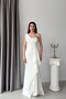 White One-Shoulder Stone Embellished Flounce Evening Dress
