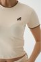 Women's Crew Neck Embroidery Detailed Cotton Crop T-Shirt - 4