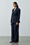 Striped Pencil Blazer Jacket Navy Blue - 7