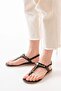 Zri̇n-1110 Premium Black Multi Stone Flip Flop Women's Sandals - 5