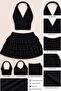 Ashley Sim Detailed Shorts Skirt Blouse Set - 2