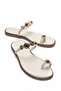 Martinez Cream Buckle Genuine Leather Women's Flip Flops