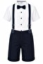 Boy's Two-Piece Set with Straps, Bow Tie, Short Sleeves, and Shorts - 5