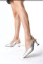 Silver Skin Pointed Toe Open Back 5 cm Goggle Heel New Season