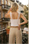 3-Pack Advantage Package Women's V-Neck Chest and Back Lace Detailed Thick Strap Cotton Flexible Athlete Underwear Camisole Blouse - 8