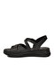 Black Velcro Women's Flat Sandals - 4