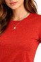 Women's Flam Fabric Melange Textured Regular Fit T-Shirt Crew Neck Summer T-Shirt - Tile Mariposa Se - 2