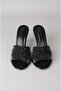 Seç S65 Stone-Embellished Heel Slippers for Women (Heel Height: 9cm) Black - 4