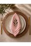 American Service, Set of 6 Special Stitched Duck Linen Fabric Napkins, Pink Color