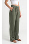 Khaki Women's Muslin Palazzo Pants Wide Leg High Waist - 4
