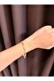 Women's Gold Color Row Drop Model Zircon Stone Bracelet - 2