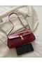Women's Single Shoulder Strap Bag with Special Lock System, Women's Baguette Hand Shoulder Bag, Burgundy - 5