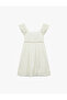 Brode Square Collar Ecru Girls' Dress 6Skg80001Aw - 4