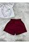 Girl's 2-Piece Set: Madonna Collar White Blouse & Solid Color Shorts - 6