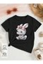 Cute Rabbit Printed Crew Neck 100% Cotton Short Sleeve Kids and Teenagers T-Shirt - 2