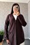 كارديجان نسائي قصير بمقاسات كبيرة وياقة مرصعة بالحجارة وجيوب و3 أزرار 903-3 - 6
