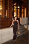 Boyun Gold Accessory Detailed Brown Long Dress - 2
