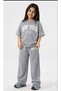 Girls' New York-Usa Printed T-Shirt Baggy Loose-Leg Sweatpants Set
