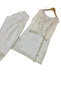 White Natural Silk Embroidered Palazzo Set with Net Dupatta - HRT7603 | White - 4