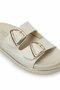 Women's Cream Genuine Leather Look Double Buckle Comfortable Daily Slippers - 6