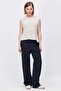 Women's Comfortable Cut Pants with Front Seam Detail - 2