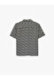 Regular Fit Short Sleeve Buttoned Viscose Apaş Collar Shirt - 2