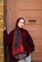 Amore Tree Pattern Shawl - Burgundy-Multicolor - 4