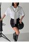 Women's Polka Dot Shawl Detailed Combed Cotton T-Shirt